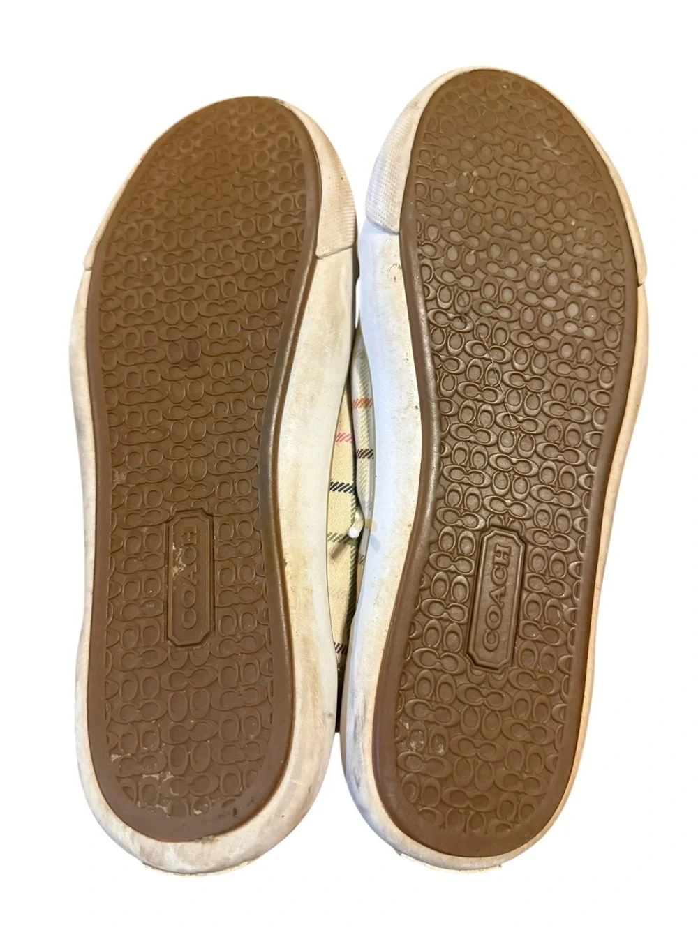 Coach Barrett Plaid Sneakers in Beige and Gold